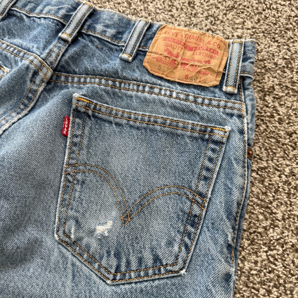 VTG Levi's 527 Jeans Men's 29x31 Blue Bootcut Distressed Cowboy Western Low Rise